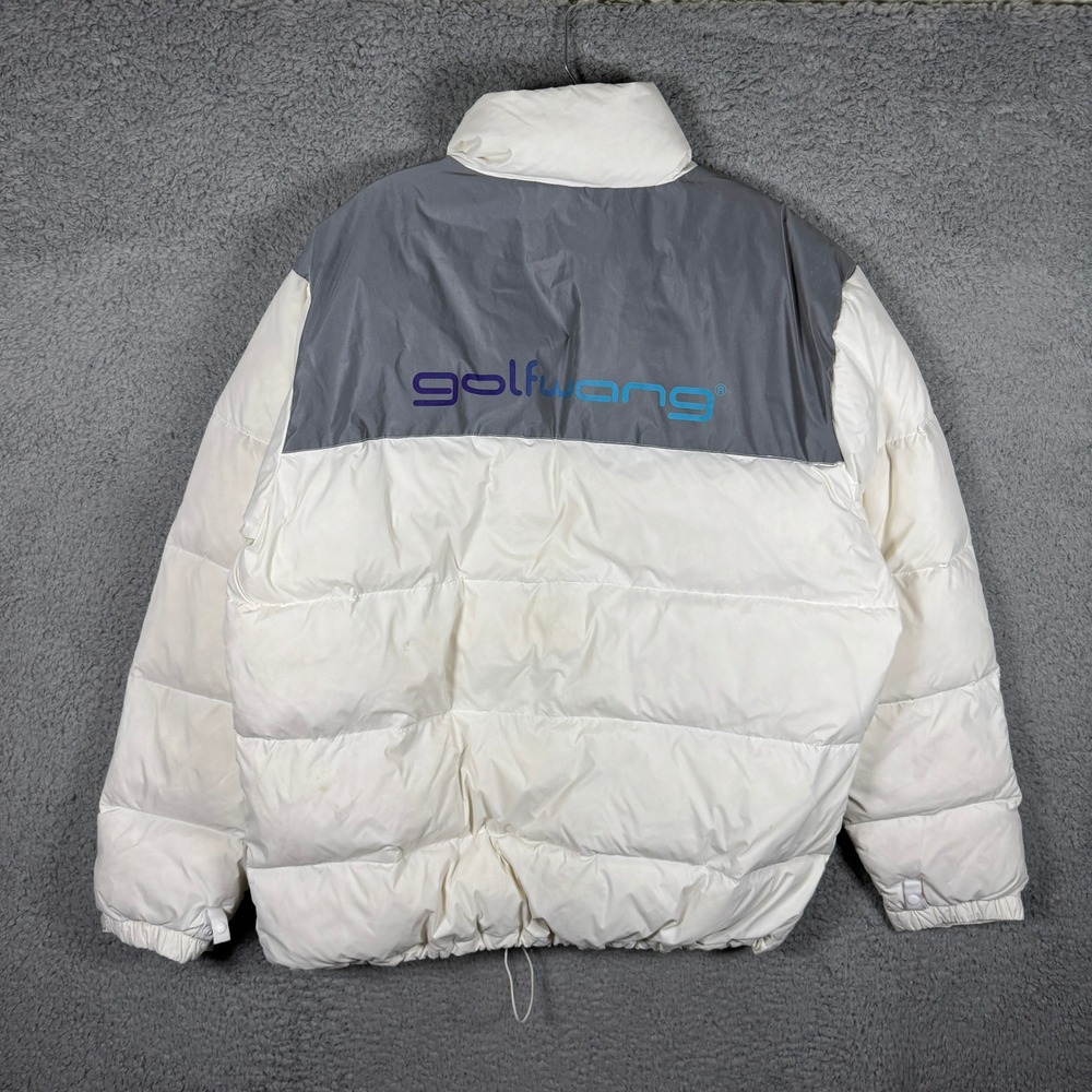 Golf Wang Mens 3M Reflective Down Puffer Jacket White Grey XL Streetwear